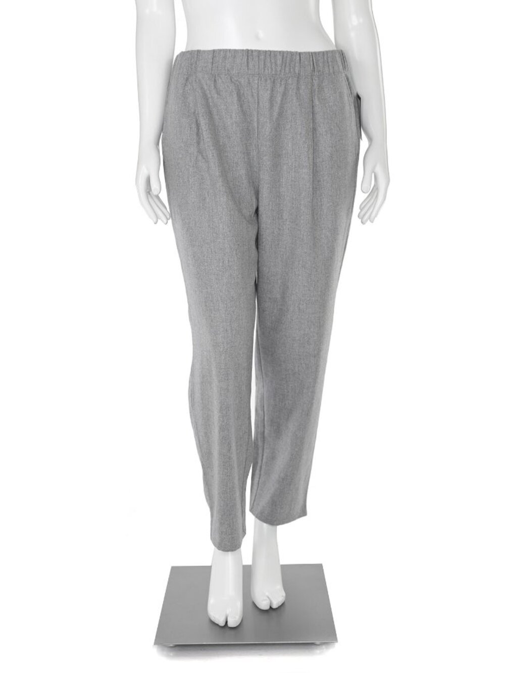 Eileen Fisher Heathered Grey Woven Flannel Wool Pant Women's sz L
